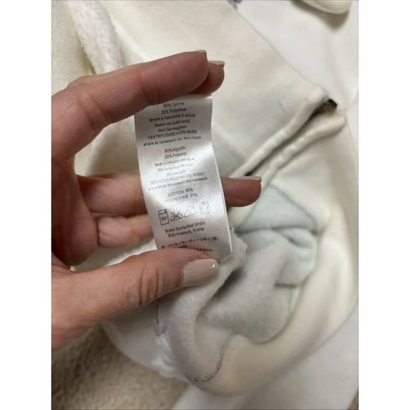 Burton Hoodie Full Zip Up Sweatshirt White Embroidered Mens Men’s Medium - Picture 10 of 11